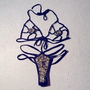 Gold Sequin Thong Bikini